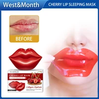 beauty health lip mask cherry crystal collagen anti ageing wrinkle pad polished lips moisturizing nourish lips masks peel off