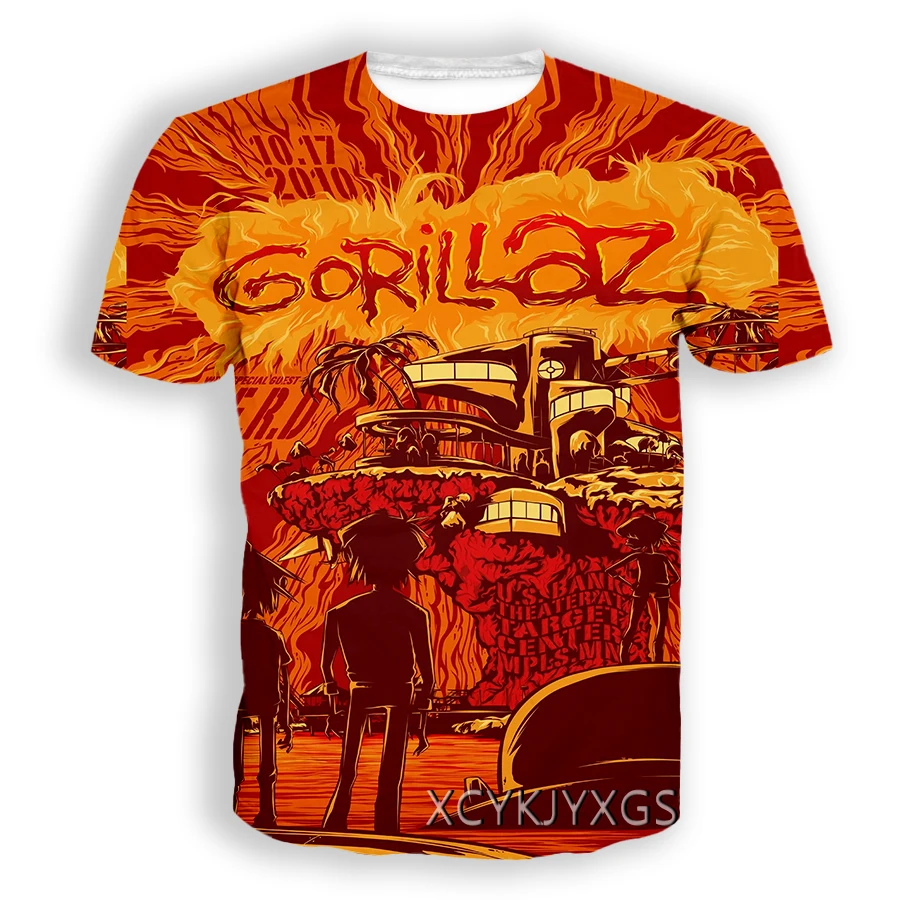 Phechion Новая модная Мужская/женская футболка с 3D принтом Gorillaz одежда в стиле