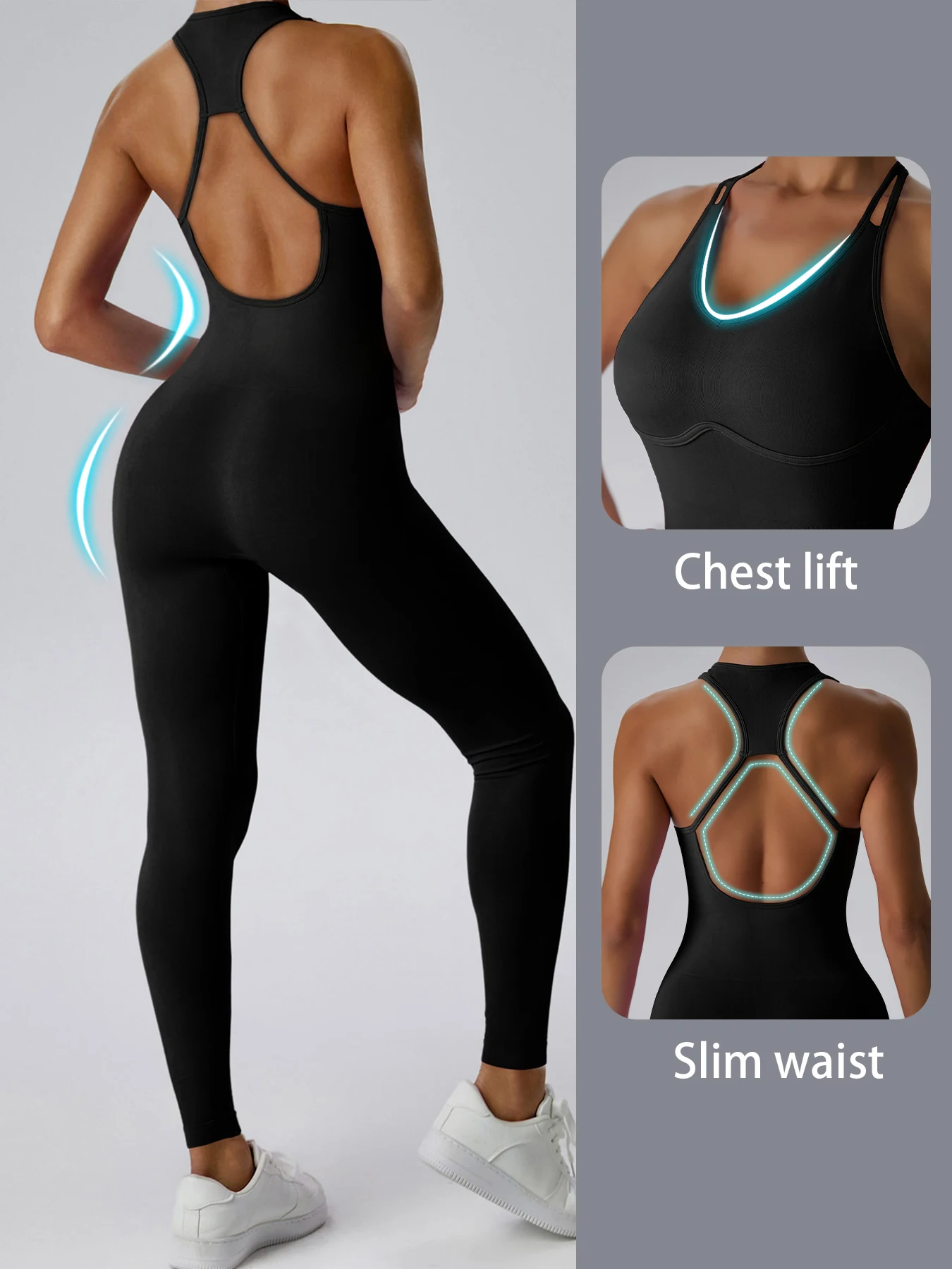 Женский сексуальный комбинезон для йоги с открытой спиной леггинсы эластичный