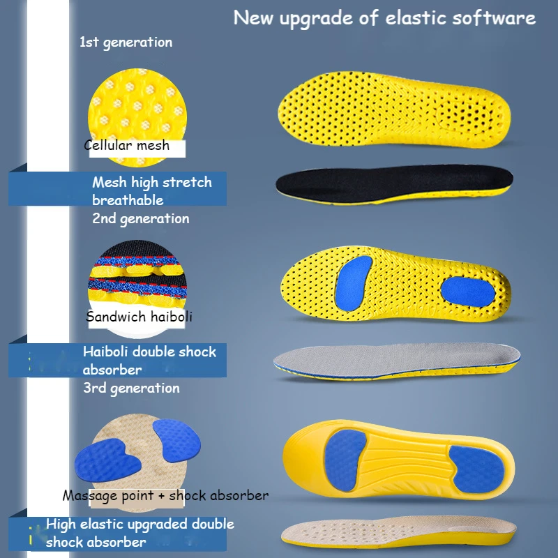  Insole Men's Women's Sports Shock Absorption Breathable Basketball Air Cushion Soft Sole Shock Absorption Soft Sole 