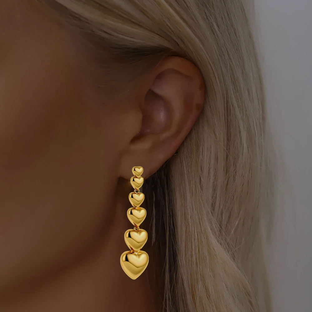 Глянцевая длинная цепочка с кисточками в форме сердца висячие серьги для женщин