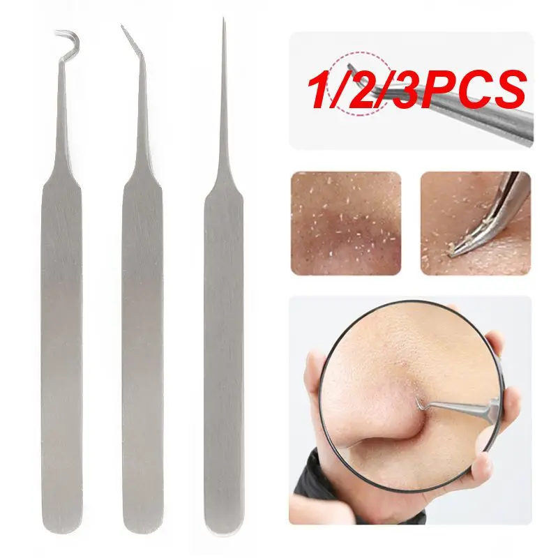 

1/2/3PCS Stainless Steel Blackhead Acne Comedone Blemish Extractor Needle Tweezer Pimple Remover Tool 3 Designs Face Care TSLM1