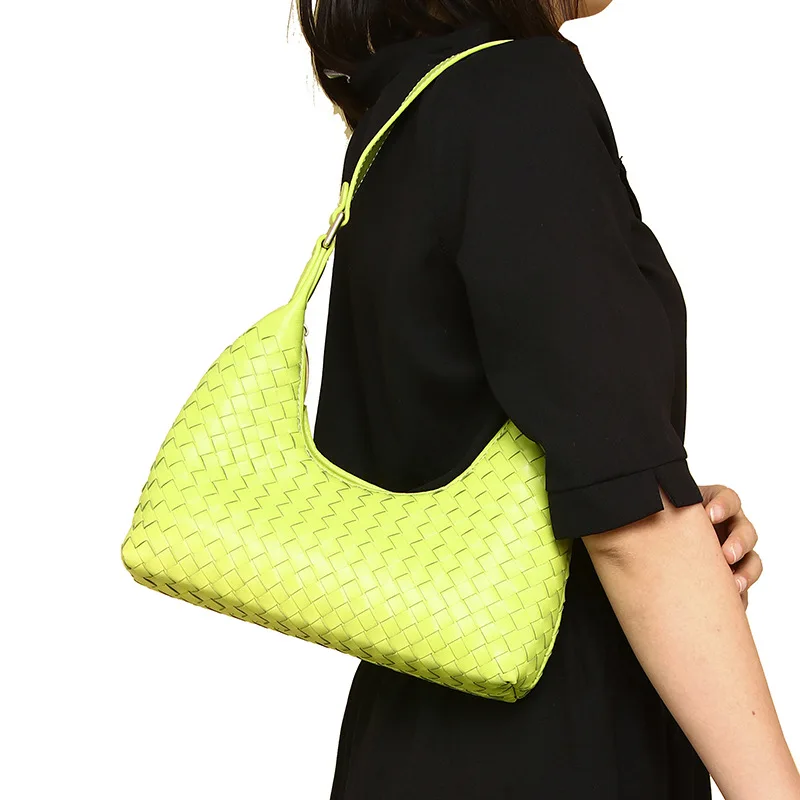 

Underarm Shoulder Bags For Women Soft Sheepskin Female Handbag Fashion Woven Hobo Genuine Leather Shoulder Bags High Quality