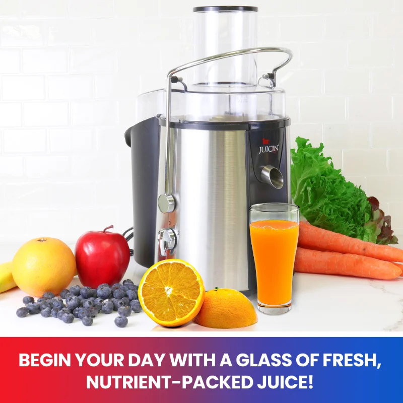 Juicer Wide Mouth Centrifugal Juice Extractor, 3” Wide Feed Chute, 700W, 2 Speeds, Stainless Steel Blade, Easy To Clean Juicers