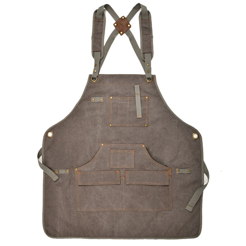 

LUDA Woodworking Apron, Heavy Duty Waxed Canvas Work Apron with 9 Pockets, Adjustable Strap Aprons for Women, Men