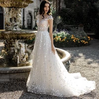 sevintage boho lace applique wedding dresses a line v neck sleeveless bridal dress custom made wedding gown 2022