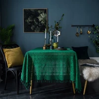 knitted hollow tablecloth dark green retro american crochet tablecloth restaurant fashion decoration shooting background cloth