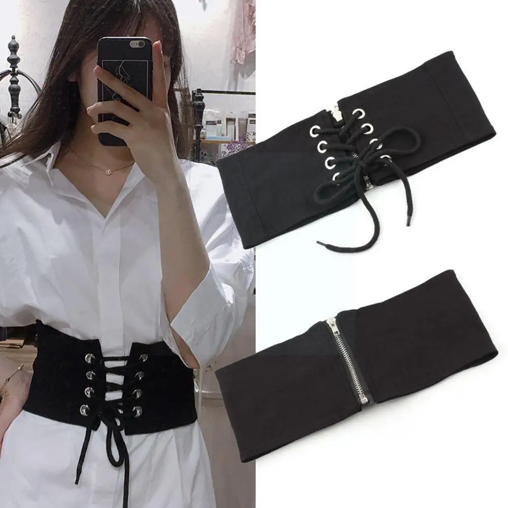 

Women's Waistband Gothic Dark Lace Up Female Waist Sculpting Dress Wide Corset Shirt Belt Girdle Strap Adjustable Decorated O3j4