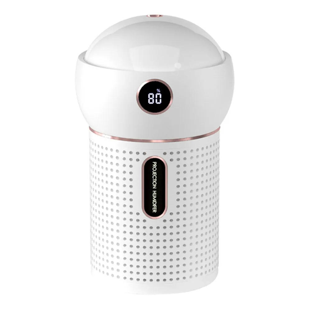 

USB Projection Air Humidifier Diffuser USB Rechargeable Essential Oil Diffusers Moisturizing Spray Steam Maker-White