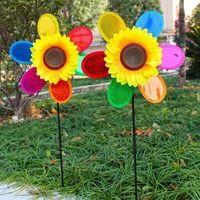yard outdoor decor colorful rainbow sun flower spinner wind windmill garden