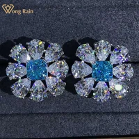 wong rain 925 sterling silver 10ct vvs 3ex crushed ice cut flower created moissanite gemstone fine jewelry ear studs earrings