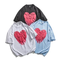 fashion 3d heart print tshirt round neck unisex casual top couple tops summer short sleeve harajuku pullover cute graphic tees