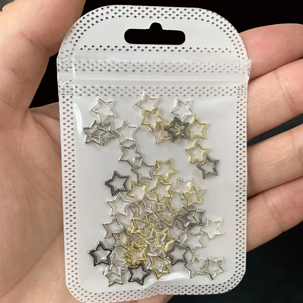 50 шт. подвески для ногтей со звездами из сплава золотые серебряные белые K черный