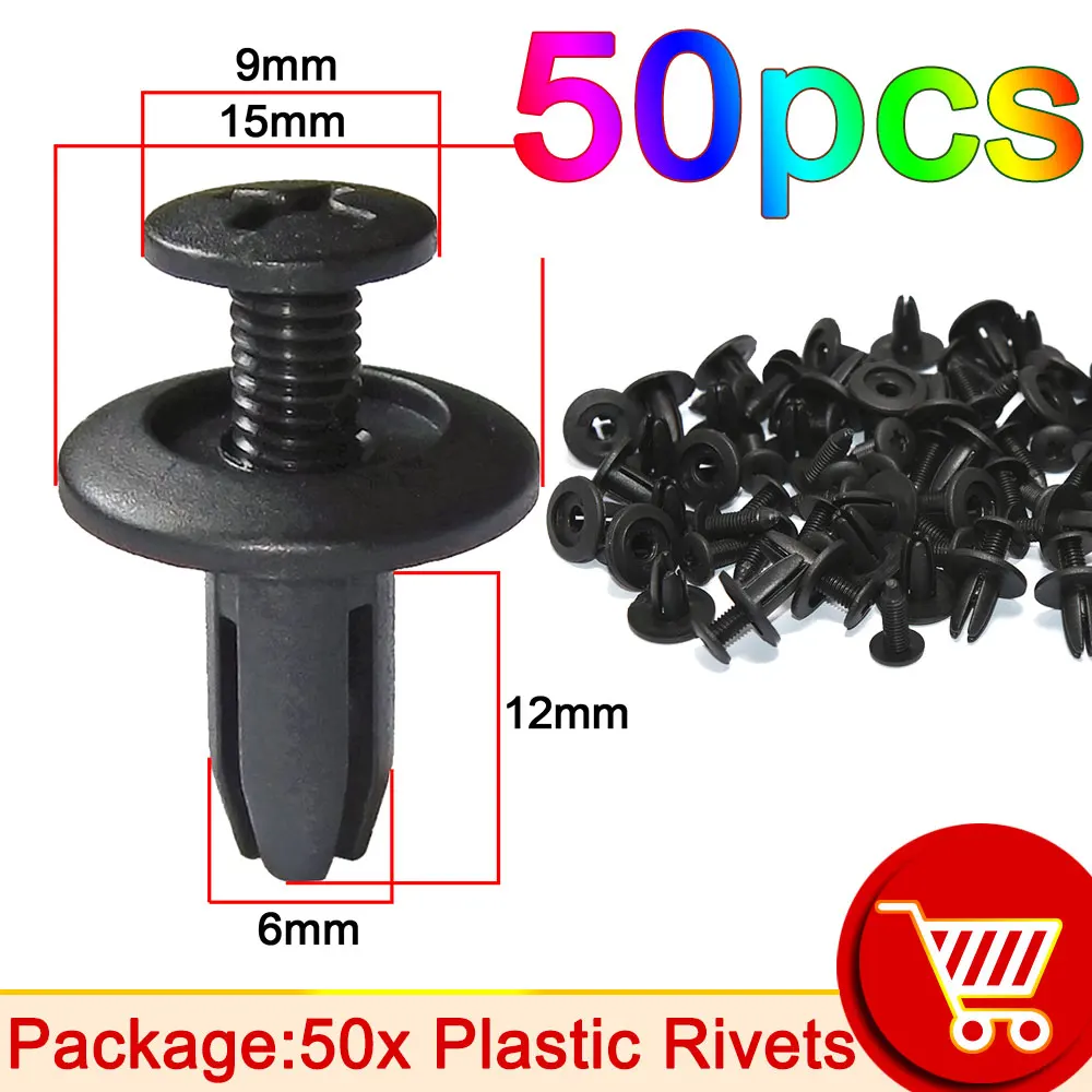 

50 Шт. 6 Мм Пластиковые Зажимы Для Панели Кузова Автомобиля, Крепежные Детали, Черный Автомобильный Бампер