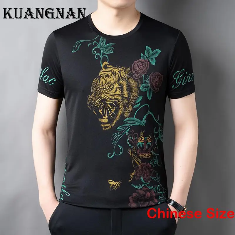 

KUANGNAN, мужская одежда с принтом тигра, футболка с коротким рукавом для мальчика, роскошные товары, топ с рукавами, футболки, мужские летние 4XL 2023