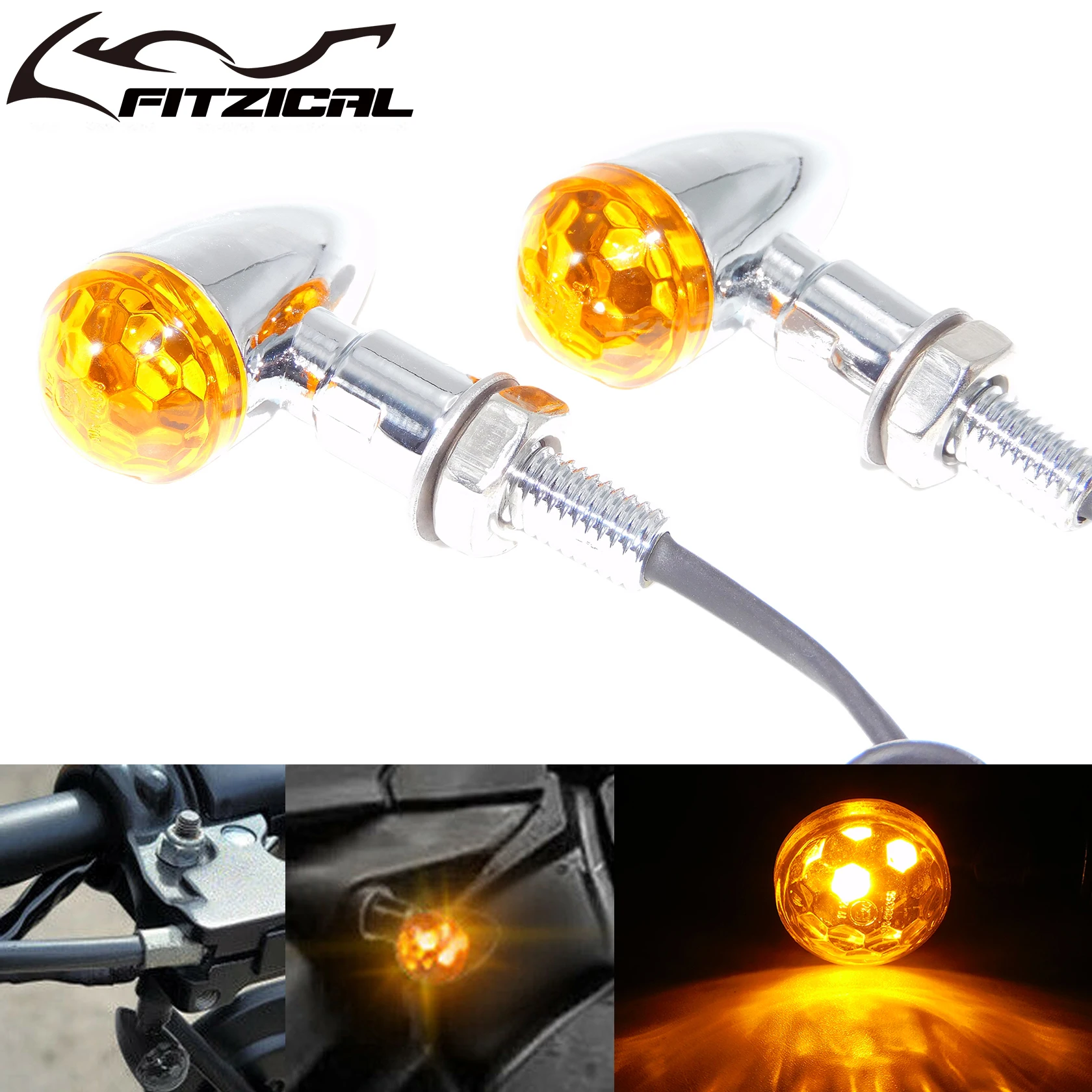 

Motorcycle Chrome Mini Bullet Amber Turn Signal Indicator Light For Harley Touring Road Glide Softail Cafe Racer Cruiser Chopper