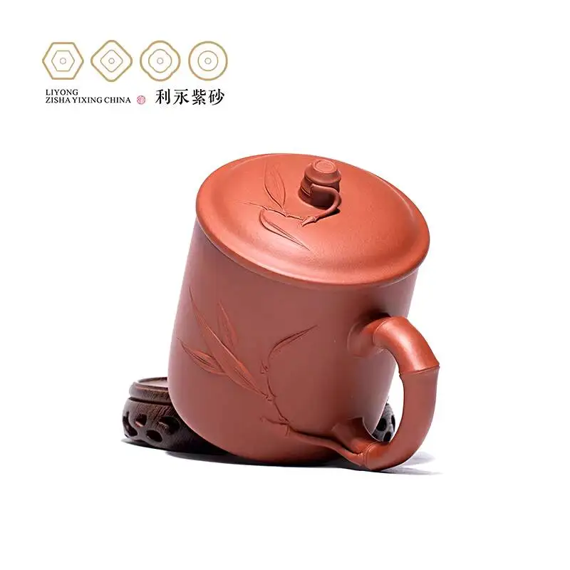 Фото Чашка из фиолетовой глины Liyong Yixing Centennial, полностью ручной работы, практичная для личного использования, большая вместимость, с крышкой, бамбук. №3