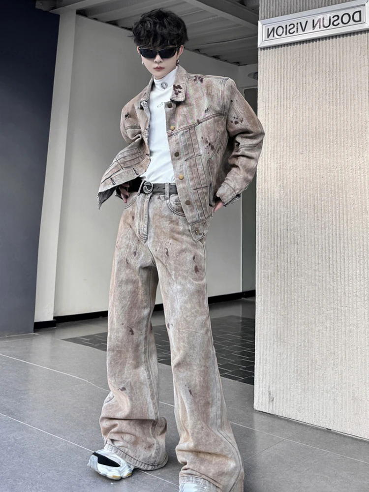 LUZHEN 2024 осенние комплекты джинсовых курток с каракулями прямые джинсы из двух