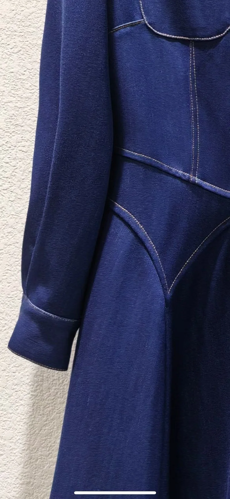 Джинсовое платье высокого качества 2024 весенняя мода женское повседневное синее