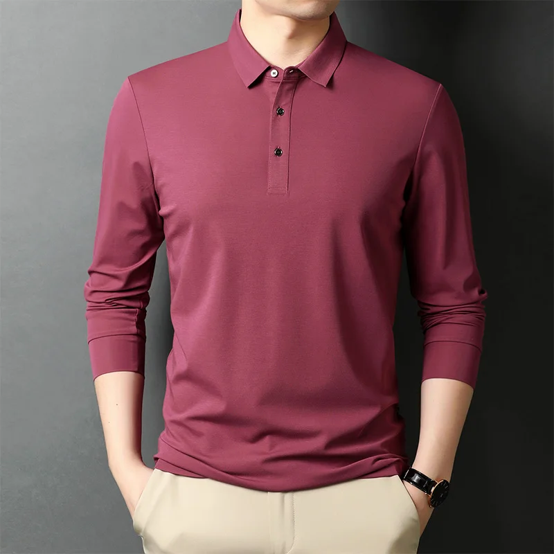 

Tops Tees men lapel long-sleeved t shirt male 2022 new spring and autumn Fashion bottoming shirt 202268