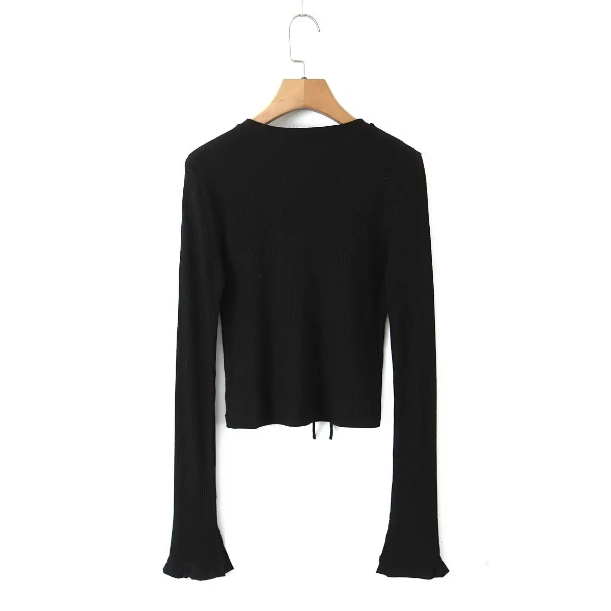 Женская трикотажная футболка с длинным рукавом в стиле ретро