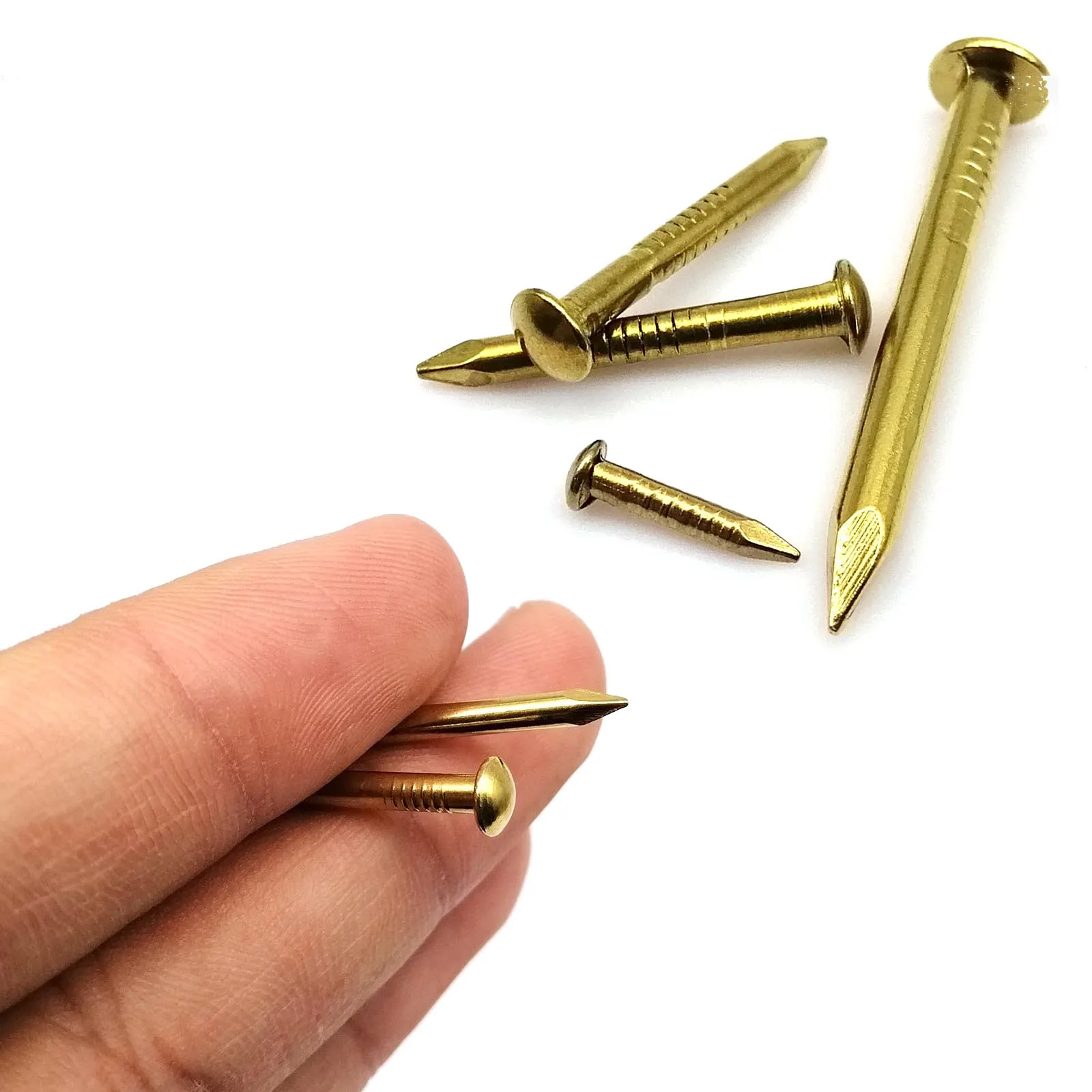 

10/20/50/100pcs 1.2mm 1.5mm 2mm 2.8mm Furniture Hinge Drum Jewelry Box Chest Golden Pure Copper Small Mini Round Head Nail Stud