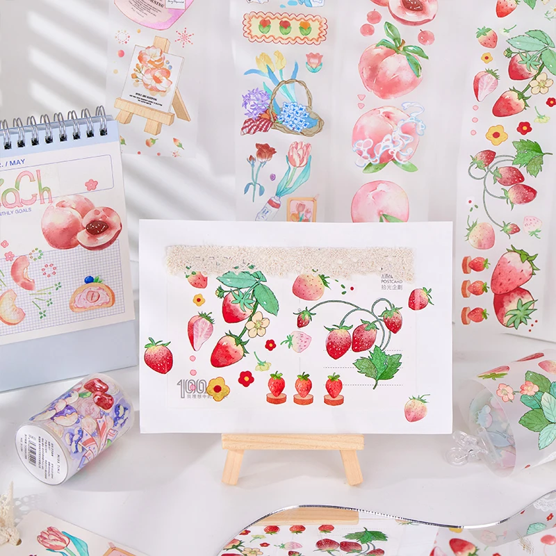 

Pretty Girls And Fruits PET Tape Kawaii Decor Sketchbook Art Notebooks Aesthetic Laptop Phone Agenda Cute Accessories For School