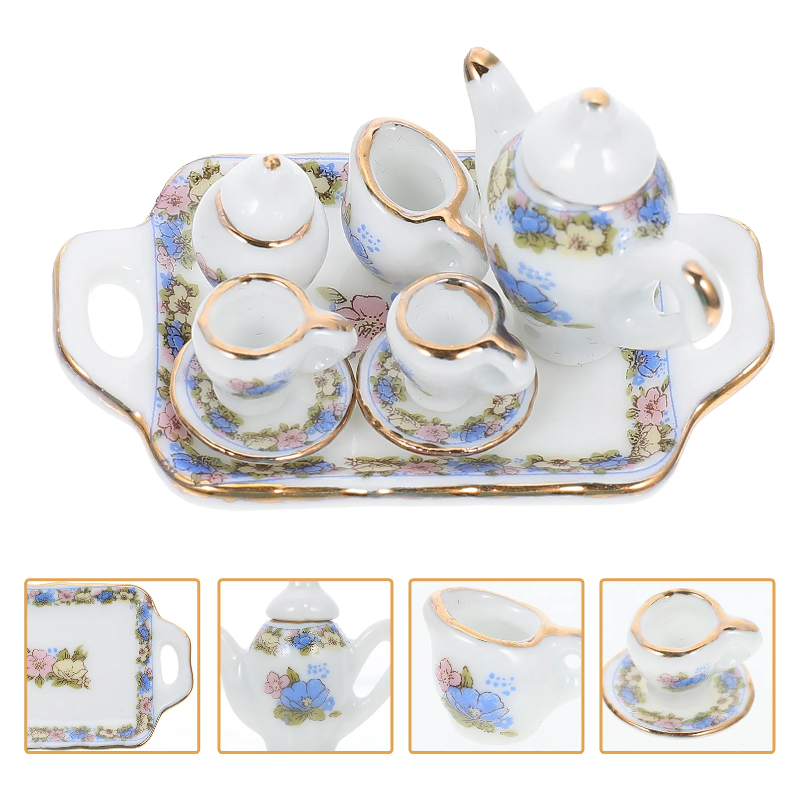 

House Tea Set Mini Lifelike Ceramic Dish Kit Ceramics Delicate Miniature Teaware Modeling Props Child Kids Dinnerware