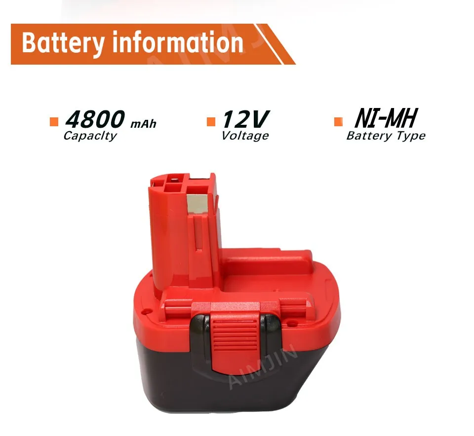 

For Bosch 12V 4800mAh Ni-MH BAT043 D70745 PSR GSR VE-2 GSB12 Rechargeable Battery BAT038 BAT045 BAT040 RU