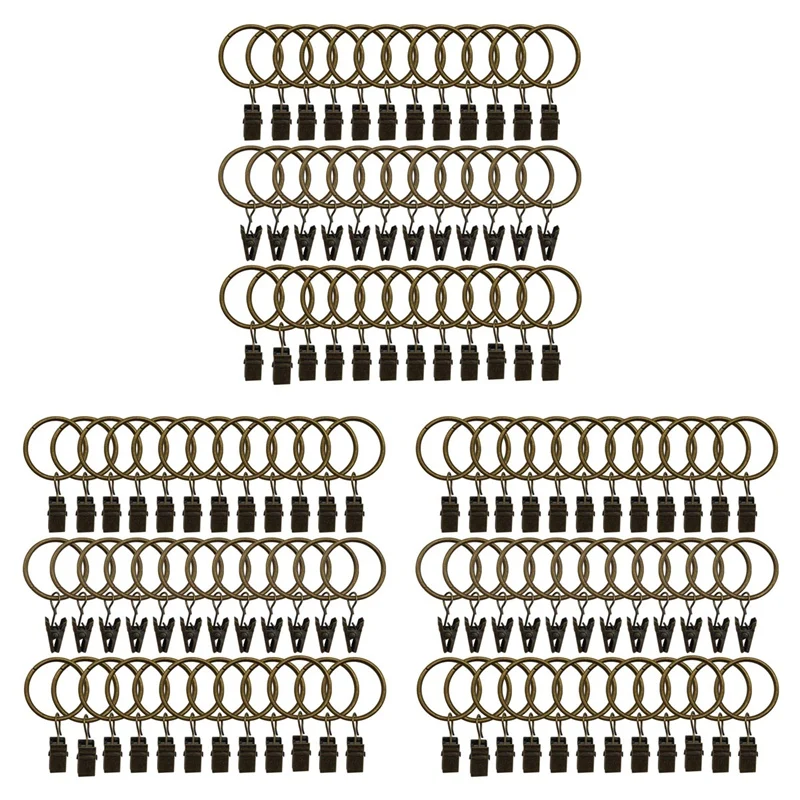 

108 упаковок колец зажимы для штор прочное металлическое декоративное Драпировочное кольцо для штор с зажимом 1,26 дюйма внутренний диаметр (бронза)