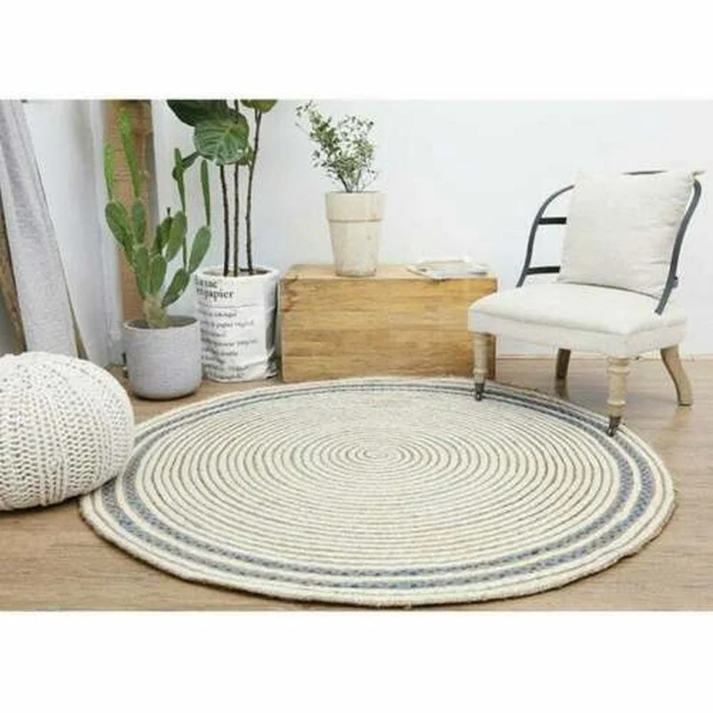 

Jute Cotton Round Rug Indian Hand Woven Boho Beautiful Room Decor Rugs and Carpets for Home Living Room