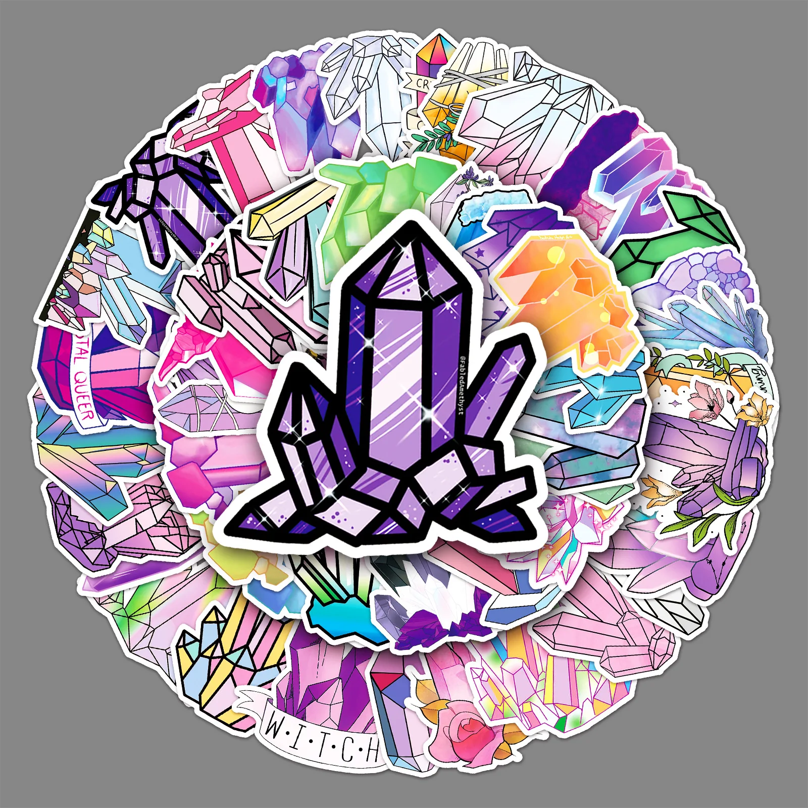 50PCS New Crystal Graffiti Sticker Cross-Border Small Fresh Cartoon Sticker Children DIY Skateboard Luggage Sticker Waterproof