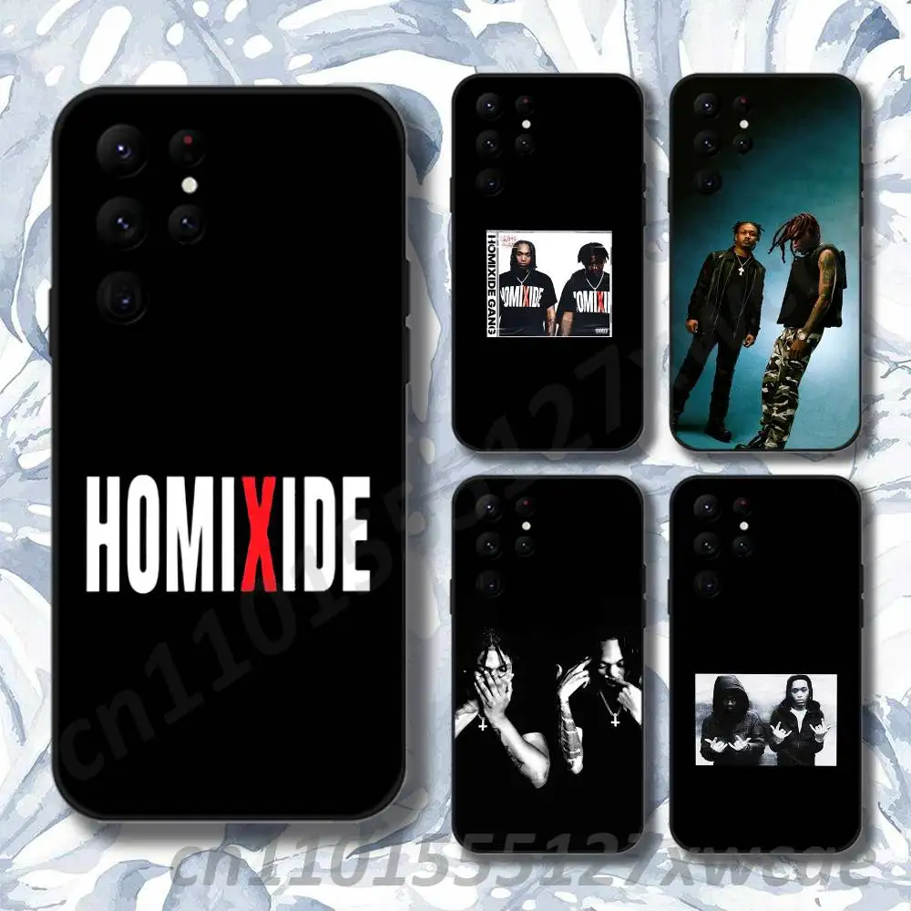 Фото Чехол для телефона Rapper H-Homixide Gang для Samsung S10, S21, FE, S21, S26, S25, S24, S23, Ultra, S9, S22, Plus, черный, противоударный, силиконовый, мягкий №1