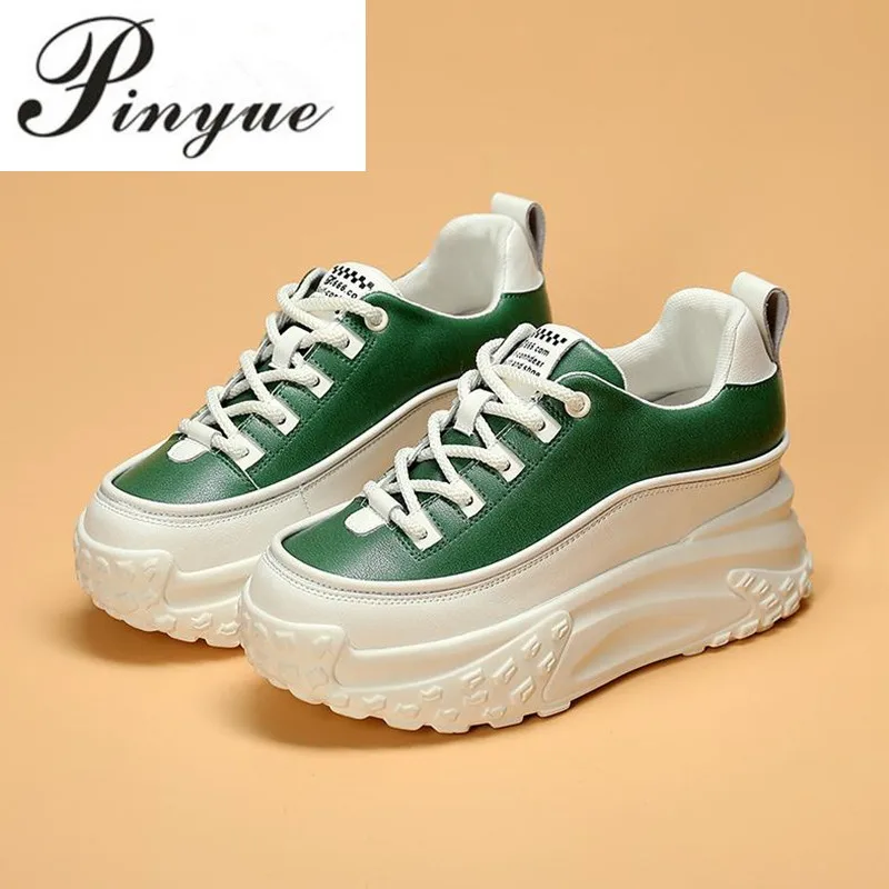 

Женские лоферы из натуральной кожи, на платформе, 7 см