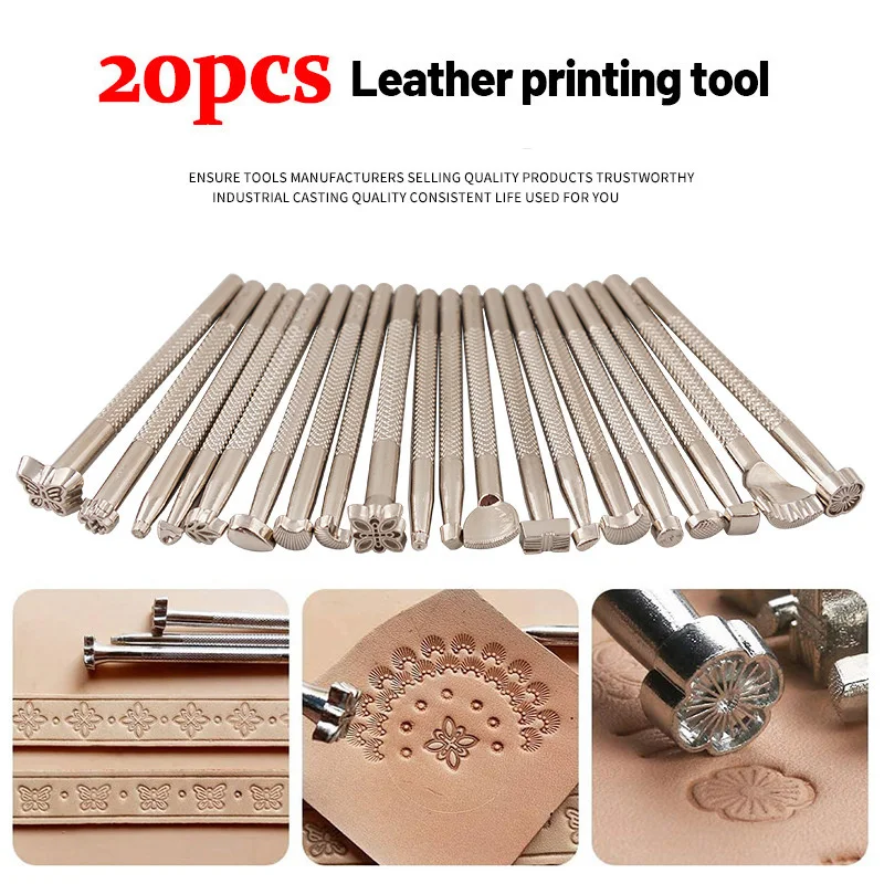 

20pcs Metal Stamping Punch Tool Tang Dynasty Flower Design DIY Vegetable Leather Stamper Leather Craft Printing Punch Stamps Set