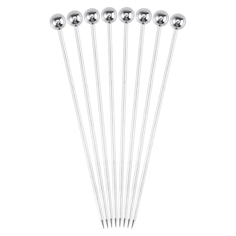 

8pcs Stainless Steel Cocktail Picks Practical Fruit Pick Useful Stirring Stick Party