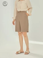 dushu slightly fat lady classic hong kong style high waist trouser loose khaki lounge shorts office lady waist loop design short