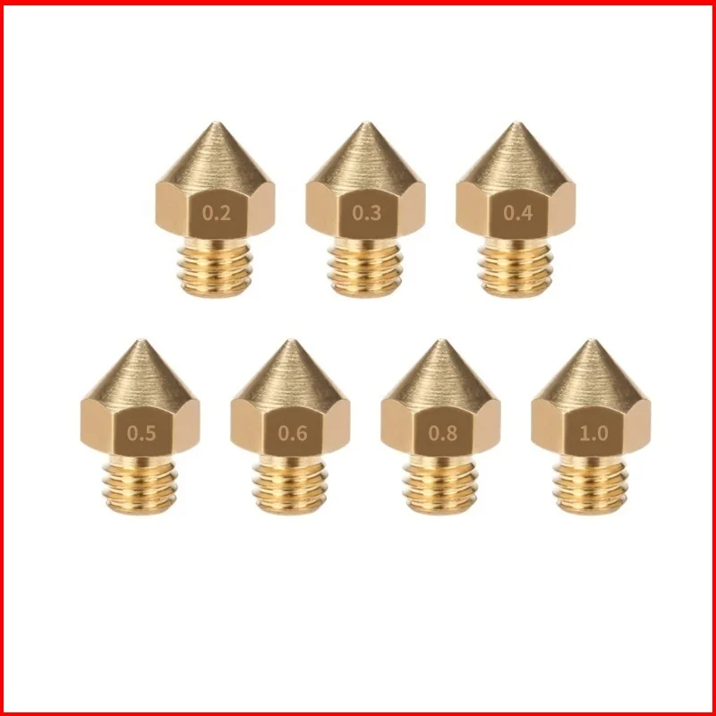 3D printer accessories 10pcs MK8 Bronze spraying round head caliber 0.5mm0.4mm0.3mm reprap