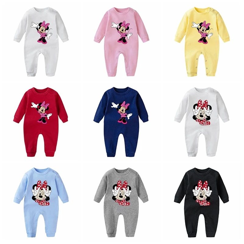 

Baby Boy Girl Rompers Spring Cotton Newborn Long Sleeve Jumpsuit Lovely Cartoon Minnie Mouse Infant Outfit Clothes Onesie Roupas