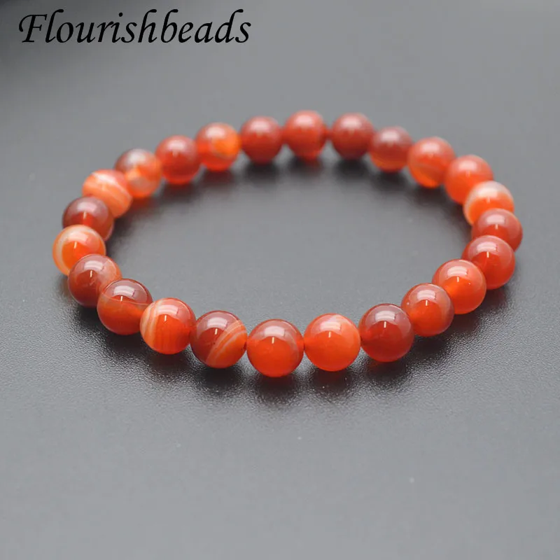 

8mm Beads Red Striped Agates Bracelets Women Natural Stone Beads Handmade Bracelet Friendship Gift