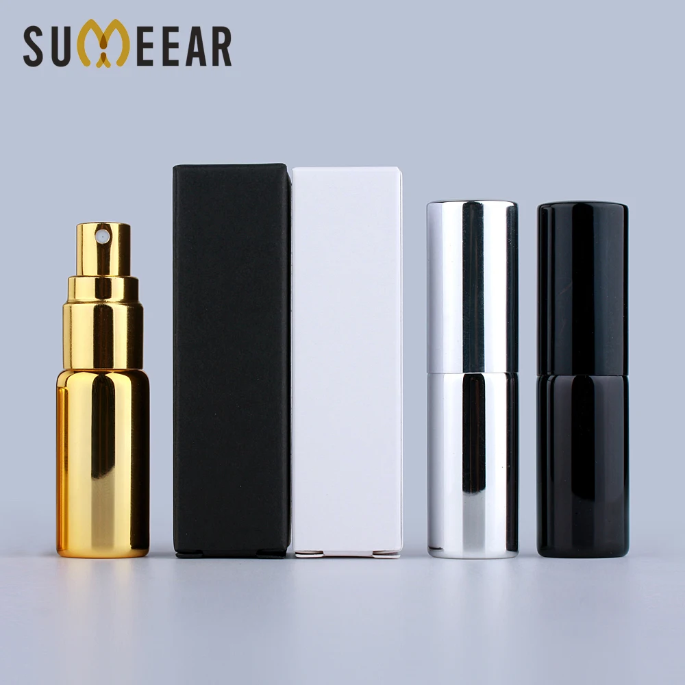 Wholesale 5ml Portable UV Glass Refillable Perfume Bottle With Packing Box Spray Bottles Sample Empty Containers