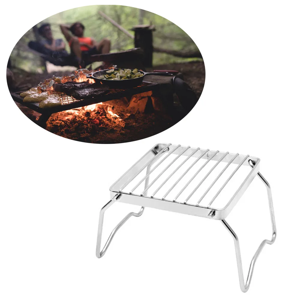 

Outdoor Barbecue Grill Stainless Steel Foldable Stove Stand Rack Camping Pot Bracket Holder For Hiking Camping Car Travell Parts