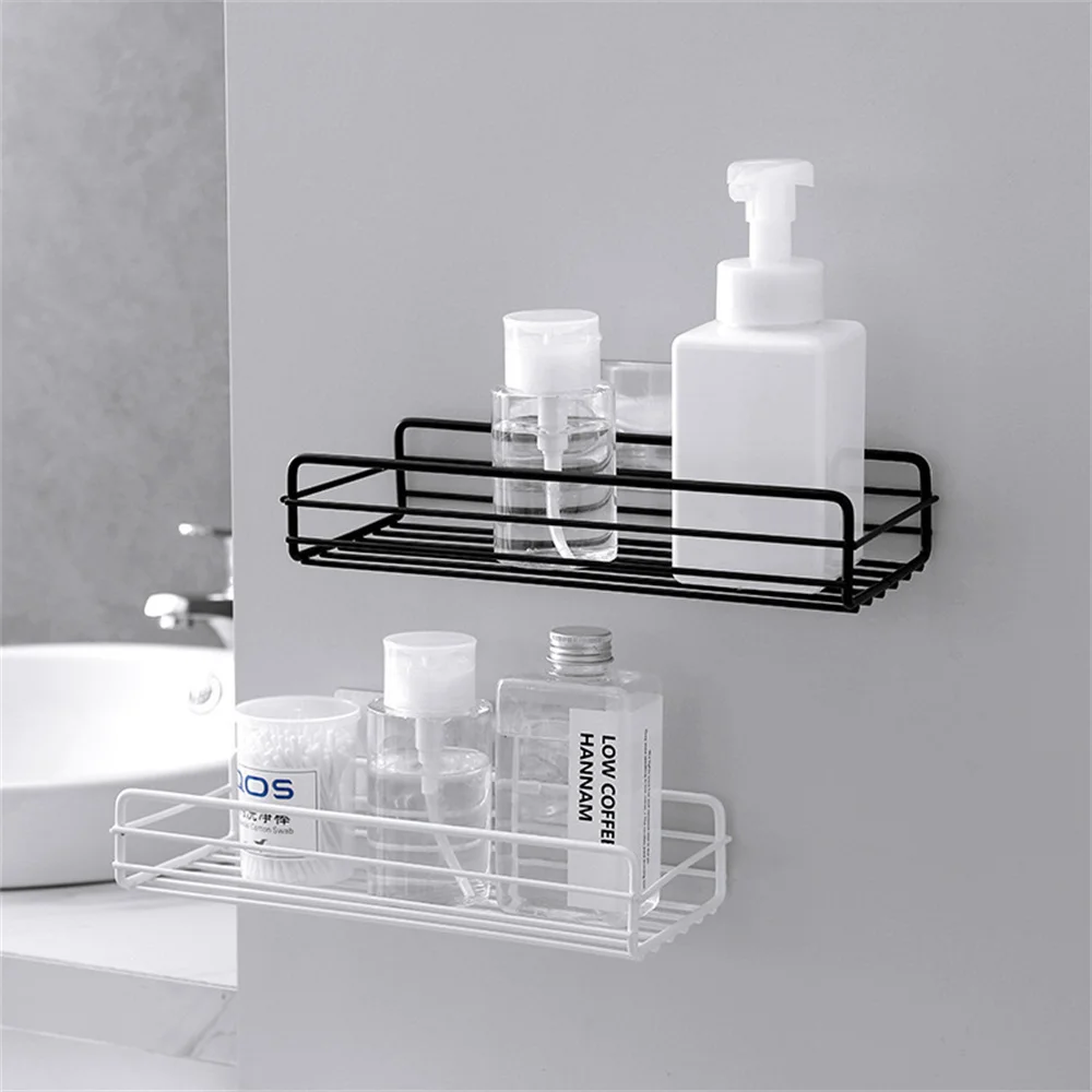 

Bathroom Shelf Corner Storage Rack Organizer Shower Wall Shelf Adhesive No Drilling Iron Kitchen Bathroom Shelve Kitchen Rack