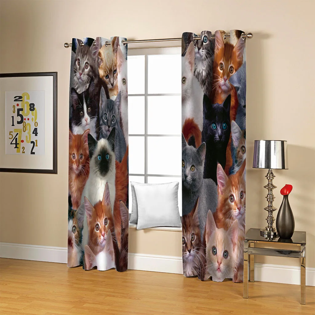 Роскошная занавеска для гостиной по индивидуальному заказу с изображением кота
