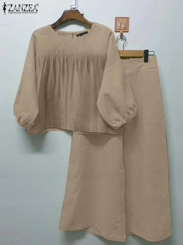 ZANZEA Женский офисный женский спортивный костюм Элегантная блузка на пуговицах с
