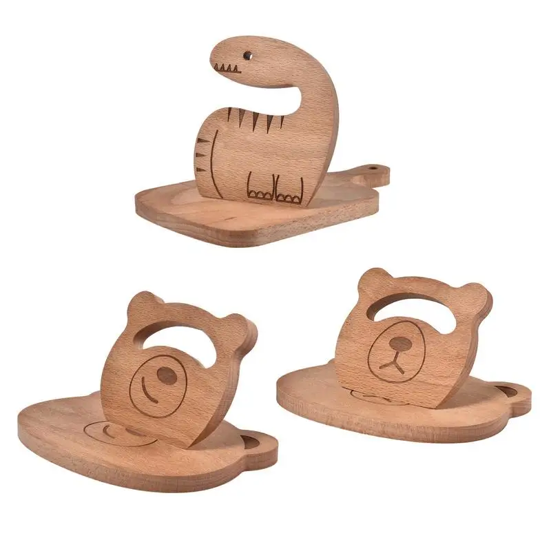 

Wooden Kids Cutter Chopping Board Wooden Kids Cute Bear And Dinosaur Shapes Cutter Set Toddler Vegetable And Fruit Knives Tools