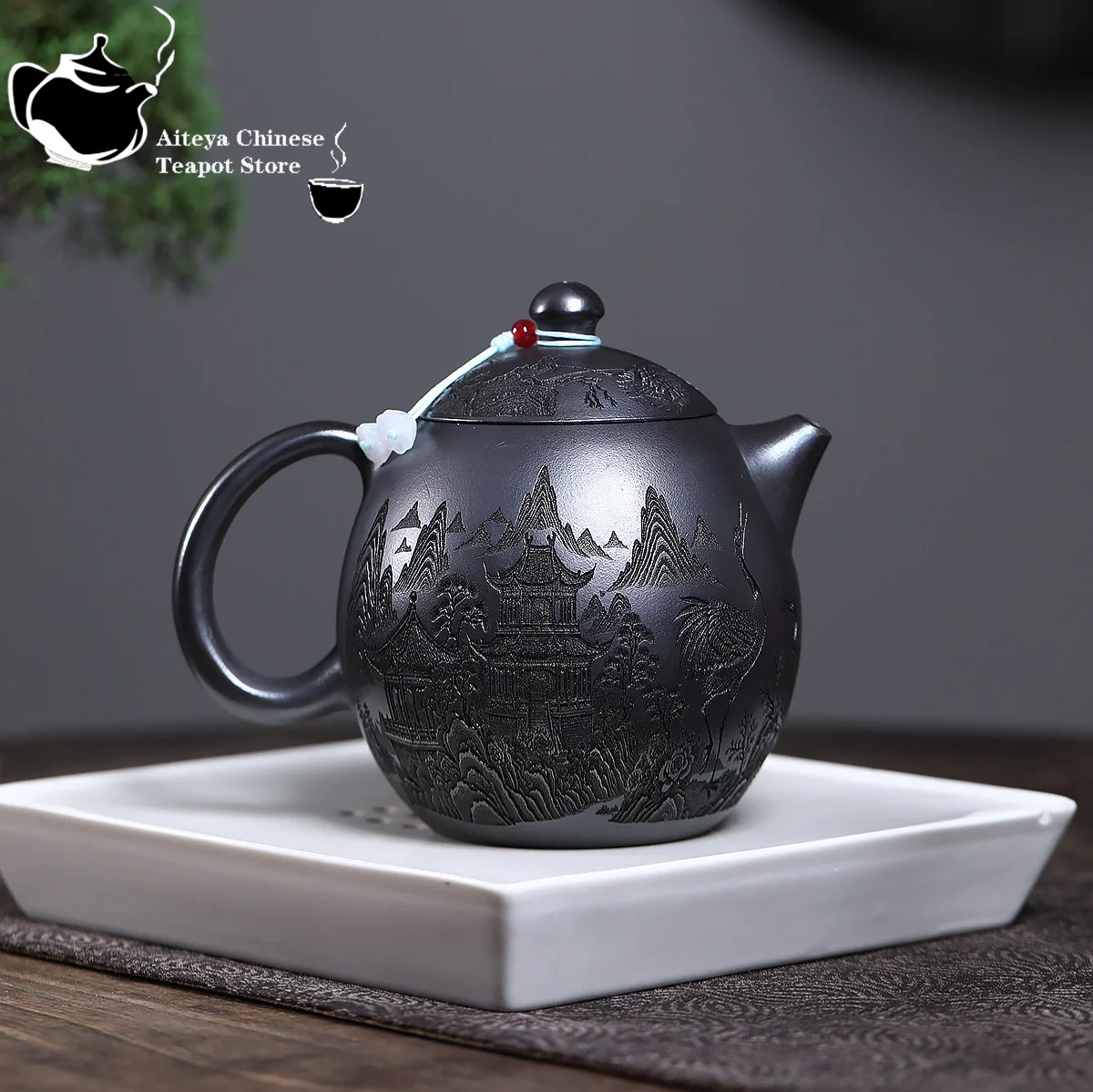 

Исин, фиолетовый глиняный чайник, оригинальная руда, желтая глина, резной бессмертным журавлем, яйца дракона, чайный сервиз кунг-фу, китайский чайник