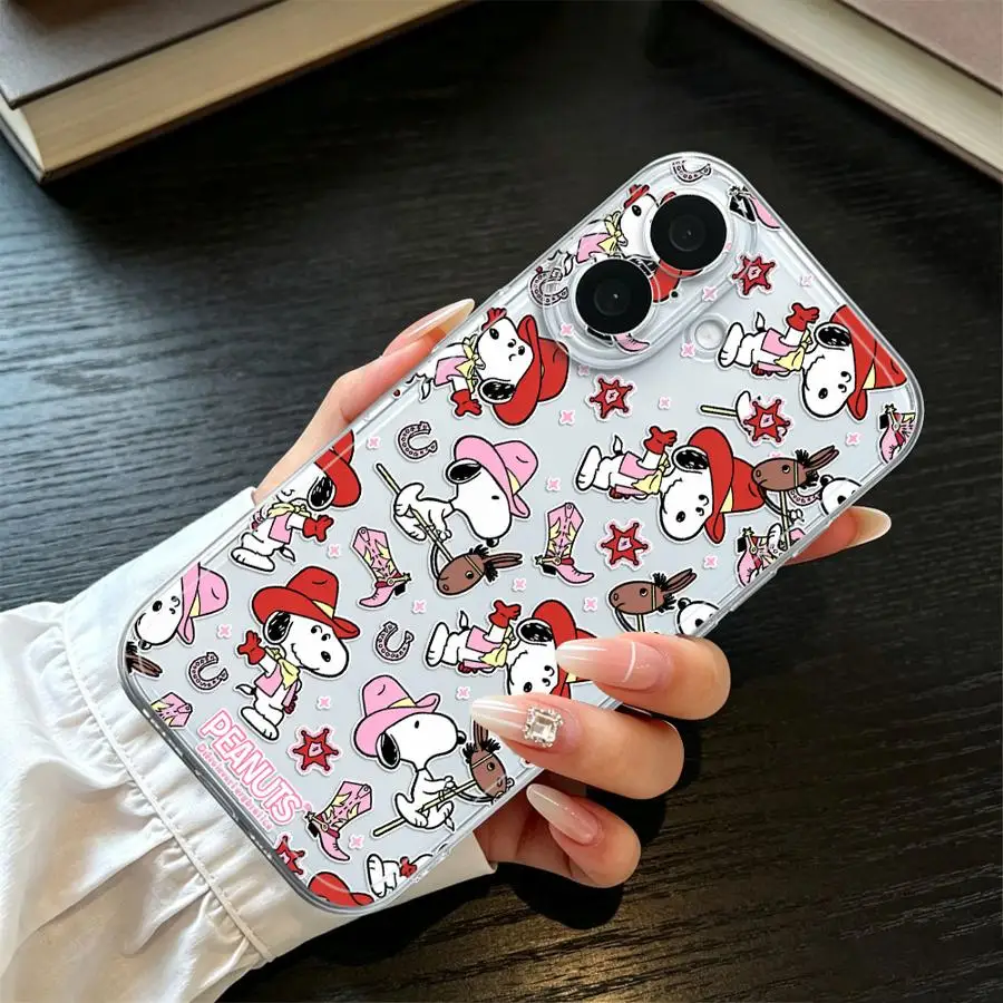 Мягкий чехол для телефона iPhone 17 Pro Max, Air 12 Mini, 13, 16 Pro, 15, 14 Plus, XS Max, 11 Pro, 17e, XR с милым мультяшным принтом Снупи (art.: 3920dcad036ee) - 3920dcad036ee