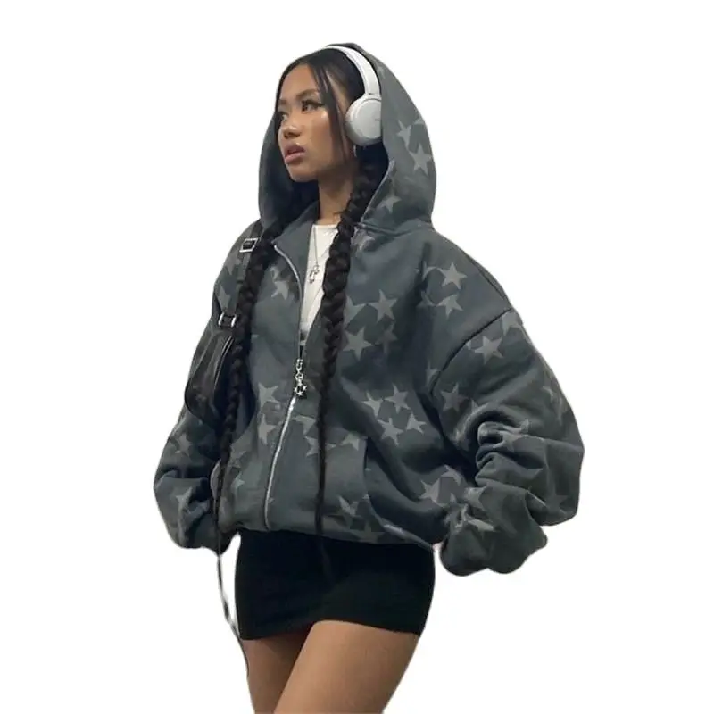 

Oversized American trendy brand plush hooded sweater men women with loose drooping feeling lazy autumn winter fashion printing