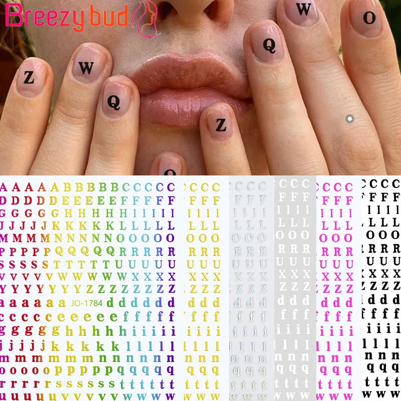 

3D Aurora Alphabet Nail Decals For Women Laser Adhesive Nail Stickers DIY Fashion Nail Art Decoration Manicure Tools